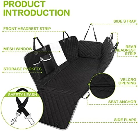 Pecute Dog Car Seat Cover 100% Waterproof,Rear Seat Covers for Dogs with Viewing Window/Side Flaps/Storage Bags,Dog Car Hammock Scratch Proof Nonslip Back Seat Protector for Cars Trucks SUV(146x136cm)
