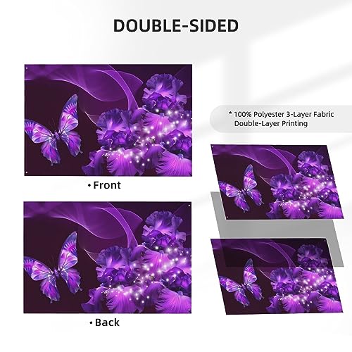 Bannière double face violette 1,2x1,8 m avec impression haute visibilité - 3