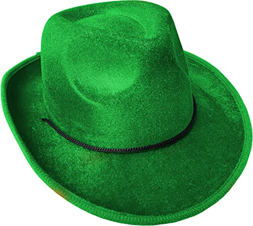 Adult's Green Velvet Gangster Cowboy Hat Costume Accessory