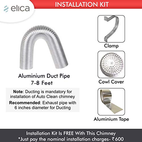 Image of Elica 60 cm 1200 m3 /hr Filterless Auto Clean Chimney with Free Installation Kit (WDFL 608 HAC MS NERO, Motion Sensor Control, Black)