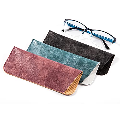 Image of TRIUMPH VISION Reading Glasses Pouch Eyeglass Sleeve Soft Case Slim 3 Pack | Alternative to Bulky Case Lightweight,Neoprene Lined Padded Protect Optical lens Slip in, Cute Pattern Portable for Daily Use