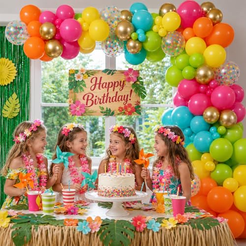 Image of Tropical Balloons, 60PCS Hawaiian Balloons, Summer Birthday Party Balloons