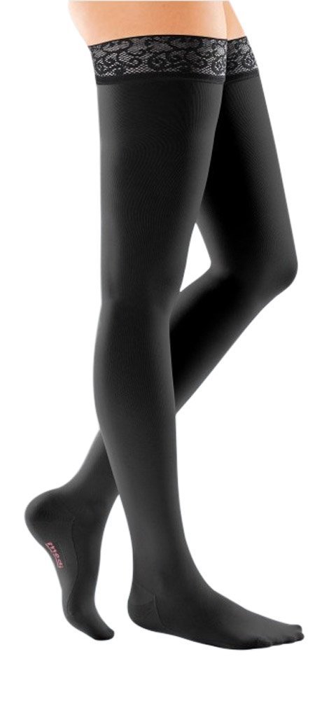 mediven comfort for women, 15-20 mmHg, Thigh High Compression Stockings w/ Lace Top-Band, Closed Toe