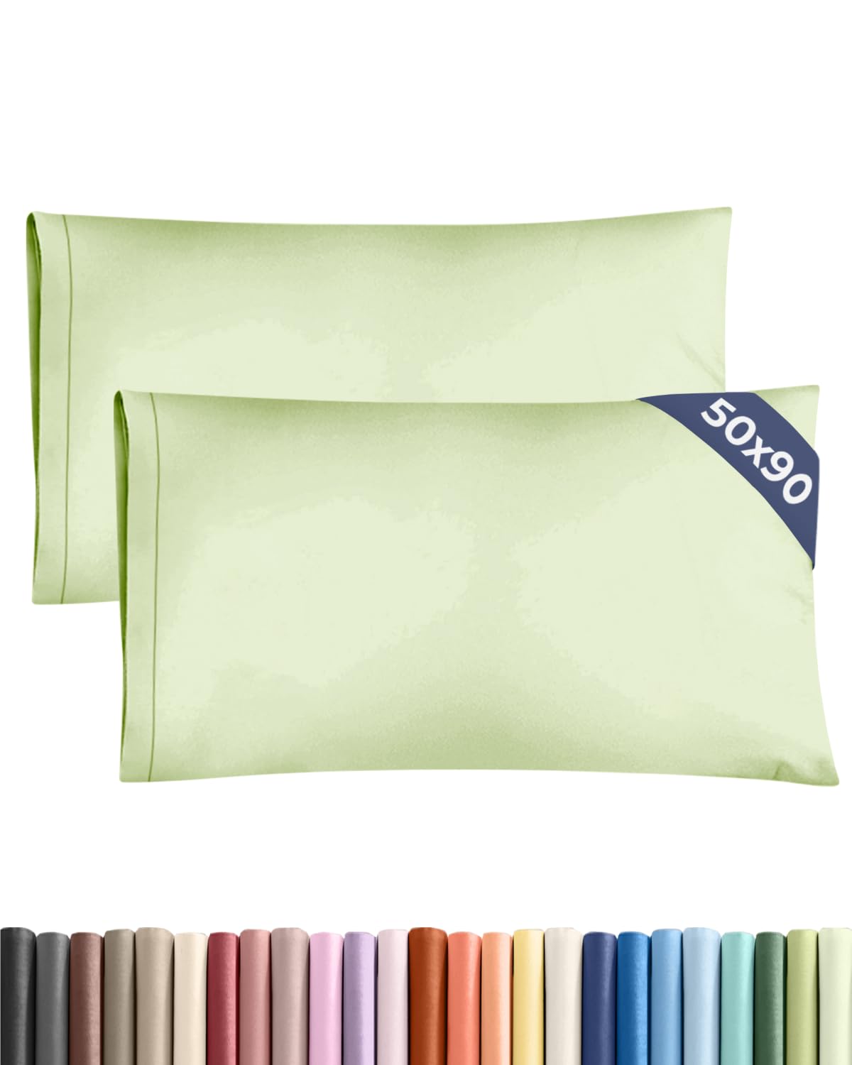 CGK 2 Pack King Size Light Sage Green Pillow Cases 50x90 cm with Envelope Closure - Brushed Microfiber - Soft, Wrinkle & Fade Resistant - Breathable, Hypoallergenic & OEKO-TEX Standard 100 Certified