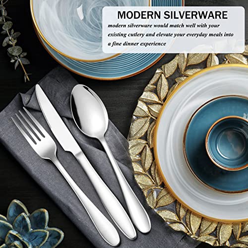 Lianyu 53 Piece Silverware Set, Include 48 Eating Silverware Set,5 Pieces Serving Utensils, Dishwasher Safe #TOP2