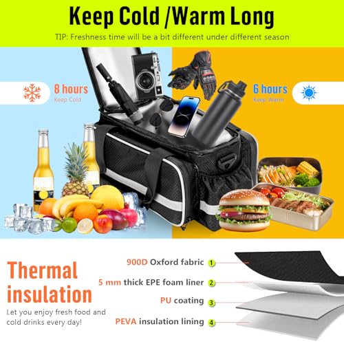 image for Desing Wish 16L Bike Bags for Bicycle Rear Rack Large Capacity Insulat