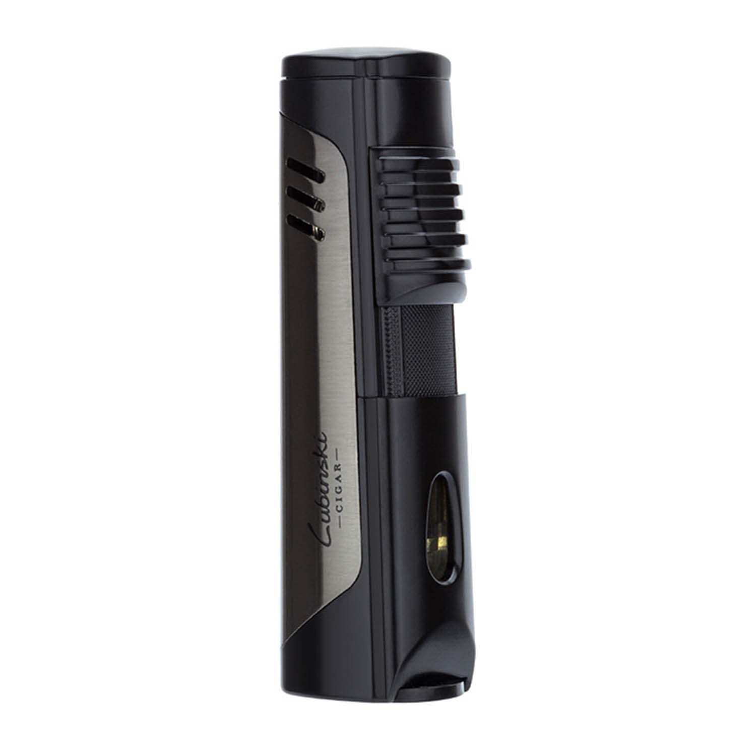Portátil Cigarro Encendedor con Ponche de Cigarro Ligero Bolsillo Encendedor de Velas con Ventana Agarre Ergonómico Recargable a Prueba de Viento (butano No Incluido)