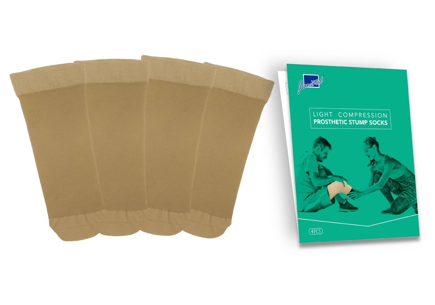 Prosthetic Stump Socks – BK, 1 PLY, Light Compression, Moisture Control, Sensitive Skin, Amputee Socks, Daily use, Breathable, Taiwan Excellence, 4 PCS