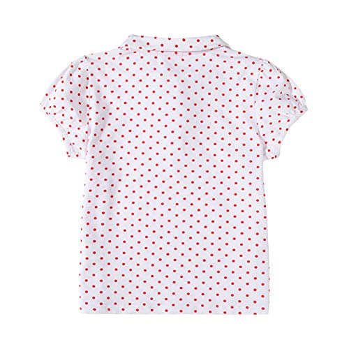 UNACOO Toddler Girls Polo Shirt with Picot Collar Cotton Short Sleeve T-Shirt (Age 2-8 Years)2