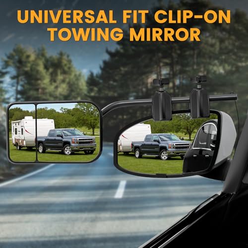 Image of Universal Towing Mirrors Extenders for Towing, Clip-on Towing Mirror Adjustable Convex Rearview Mirrors for Vehicle Car Truck Trailer RV SUV, Side Mirror Extensions for Towing, 2 Pack