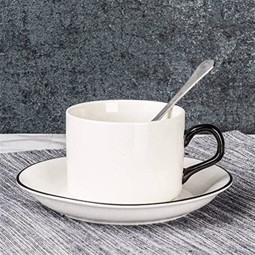 Miller Rock Taza de café con Cuchara y Placa Simple vajilla de cerámica. (Capacity : 200ml, Color : B)