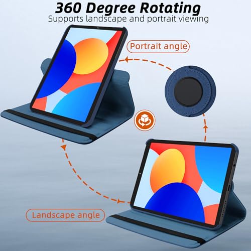 Image of TGK 360 Rotatable Smart Flip Case Cover for Redmi Pad SE 8.7 inch Tablet (Dark Blue)