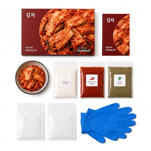 Product Image of the Kimchi Making Kit By OurHands - Fermentation Kit to Make Your Own Vegan Kimchi With Seaweed, Korean Pepper Flakes and Recipes