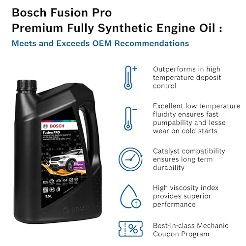 Image of Bosch Fusion PRO 5W-30 API SP:SAE Fully Synthetic Engine Oil for Cars (3.5 L) | High Performance | Meets ACEA C2, C3 & ILSAC GF-6A Standards