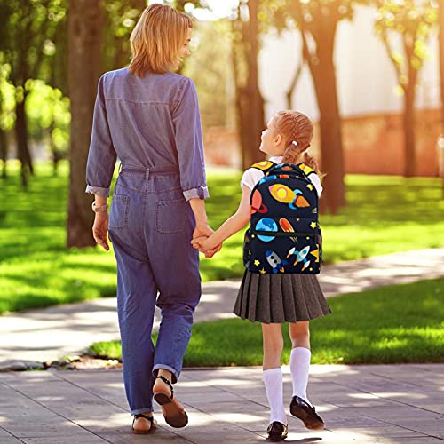 Sac à dos vaisseau spatial multicolore pour adolescents avec de nombreuses poches