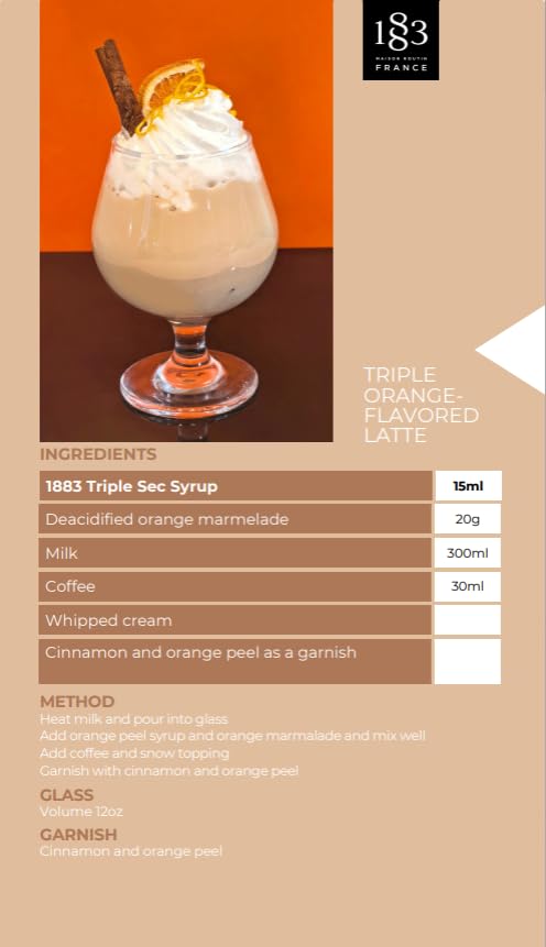 Image of 1883 Triple Sec Syrup for Drinks, Made in France, 1 Liter Glass Bottle