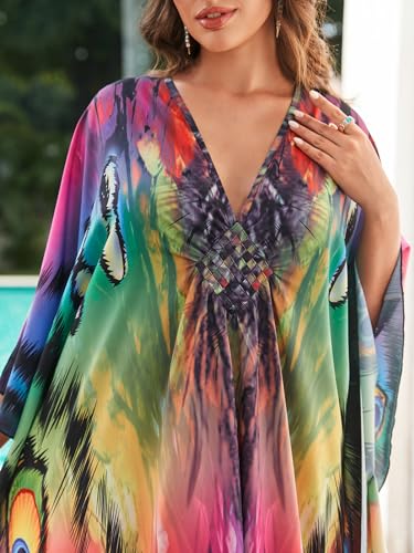 Image of sunforyou Kaftan Dresses for Women Stylish Caftans Plus Size Beach Cover up Soft Loungewear