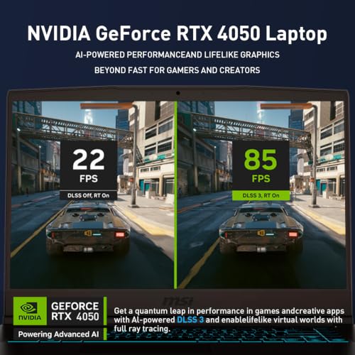 Image of msi Thin 15.6 inch FHD RTX 4050 & Intel i7-13620H Gaming Laptop, 16GB + 1TB | DDR4, Wi-Fi 6, Blue keyboard, Anti-Ghost Key, Kensington Lock, HD Webcam, Windows 11 Home, Black