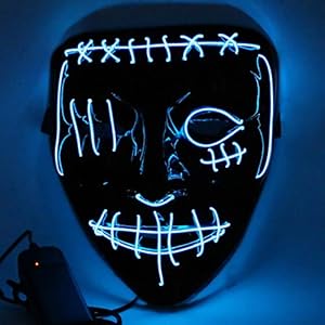 Etmury Halloween Maske Led Leuchten Masken mit 3 Einstellbare Blitzmodi für Horror Halloween Fasching Karneval Party Kostüm Cosplay Dekoration