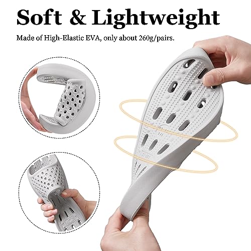 Image of Aoowoll Mens Shower Shoes With Holes Dry Quickly Bath Slippers Womens Non Slip Indoor Home Bedroom Pool Spa Guest College Dorm