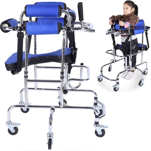 Caminador Andador Aluminio Con 6-Ruedas, Portátil Andador Plegable Y Ligero Con Asiento, Walking Aid, Carro De Rehabilitación Para Niños Con Parálisis Cerebral, Apto Para Personas De 90-125cm
