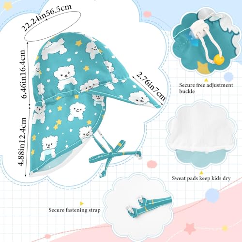 Kid Beach Hat Baby Boys' Hats Girl UPF 50 Adjustable Traveling Swim Hat Cartoon Cute White Dog Star4