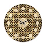 DesignQ Metallic Golden Luxury Geometrics XII XIV' Reloj de pared de madera moderno de mediados de siglo