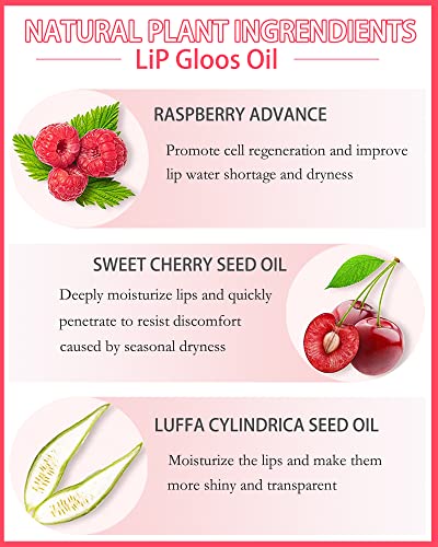 Plumping Lip Glow Oil, Hydrating Tinted Lip Oil Gloss, Transparent Toot Lip Oil, Long Lasting Lip Balm Moisturizing Glow Oil, Glitter Shine Primer Lip Tint Lip Care Product,Gift For Women(#015 Cherry) #TOP1