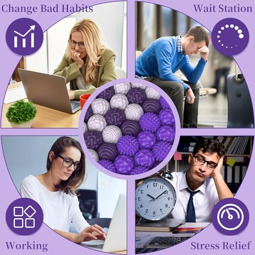 Silicone Magnetic Balls, Fidget Toys for Adults &amp; Teens, 6PCS Stress Balls Sensory Toy, Quiet Magnet Desk Fidgets with Textured, ADHD Anxiety Relief Items, Fun Stocking Suffers Gifts (Purple)