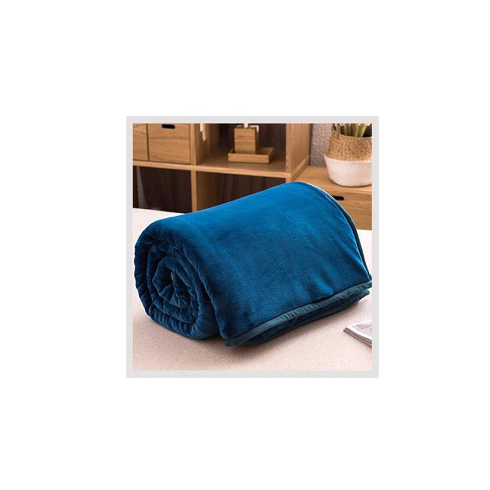 Couverture polaire enfant REYG plaid chaud souple bleu marine pour lit