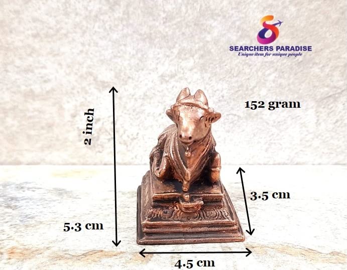 Image of Copper Idols, 5.3 cm, Copper Handmade Nandhi 152 g, Patina Antique Finish, Pack of 1 Piece