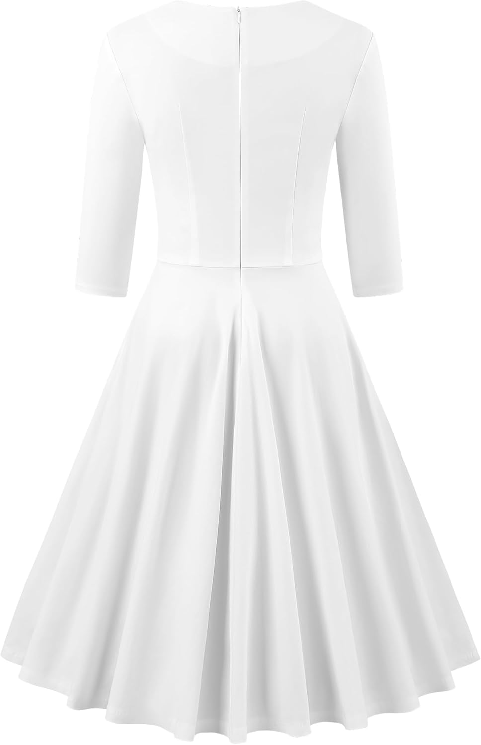 MUXXN Women's Vintage 50s 3/4 Sleeve Midi Sweetheart Neckline Wedding Guest Party Swing Dresses - Image 3