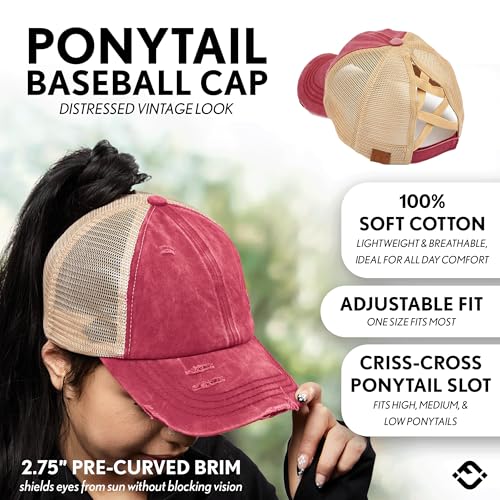 Image of Funky Junque Womens Baseball Cap Dad Hat Ponytail Messy Bun Trucker Ponycap