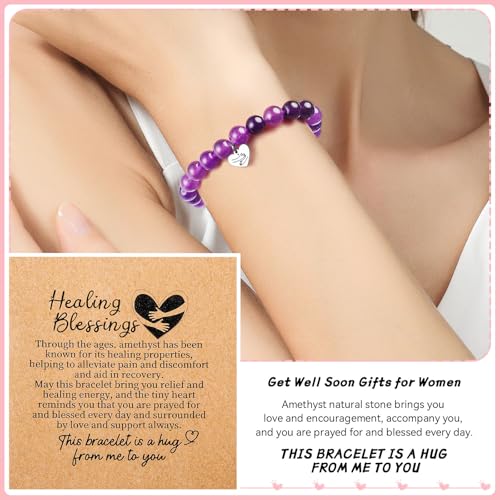 Breast Cancer Care Gifts for Women Get Well Soon Gifts Encouragement Healing Gifts Comfort Cancer Survivor Gifts Patients After Surgery Gifts Chemo Purple Crystal Bracelet Inspirational2