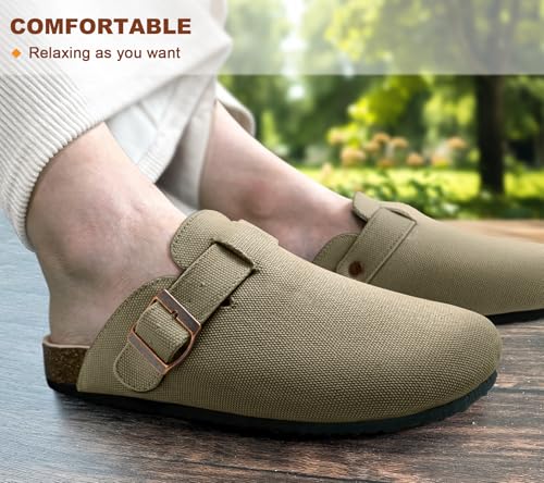 Image of BULLIANT Women Clogs-Fleece-Lined Suede Mules Slippers Nurse Shoes Unisex-Memory Foam Arch Support Cork-Footbed