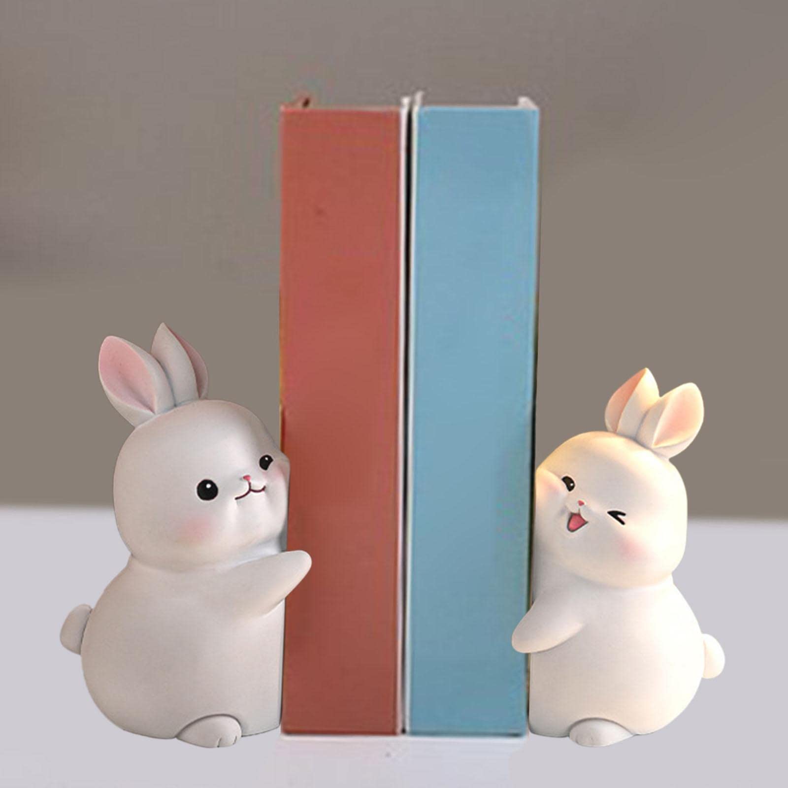 うさぎのデザインの棚受け Amazon | Qianly うさぎのブックエンド ブックスタンドホルダー うさぎ