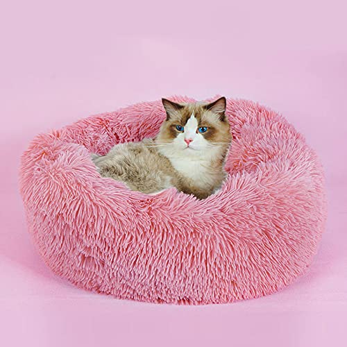 Renvirtue Donut Cat Bed,Suitable For Cats Or Dog,Fall/Winter Indoor Sleeping,Comfortable Kittens,Teddy Kennel,Outer Cover Can Zips Off,Removable Washa,Pink #TOP5