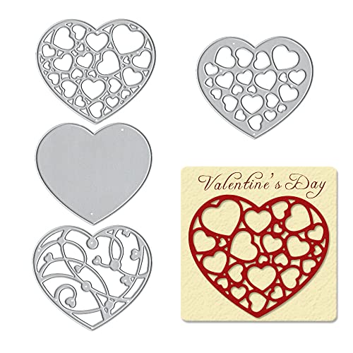4 Pieces Valentines Heart Background Metal Cutting...