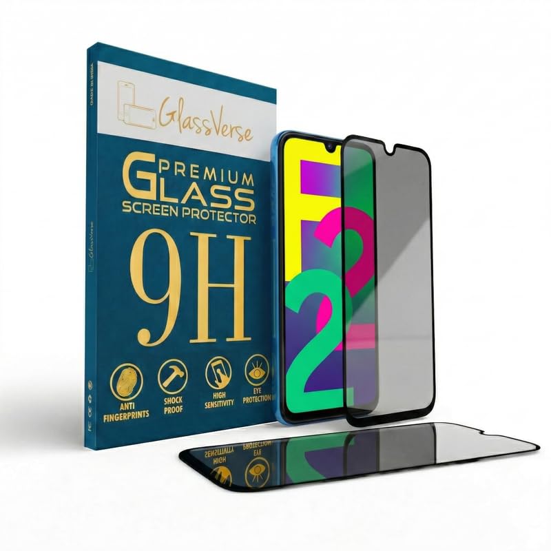 Image of GlassVerse Privacy Tempered Glass for Samsung Galaxy F22 4G | Anti Spy Screen Protector, 9H Hardness, Edge to Edge, Case Friendly, Hassle-less Installation Kit Included. (Pack of 2)