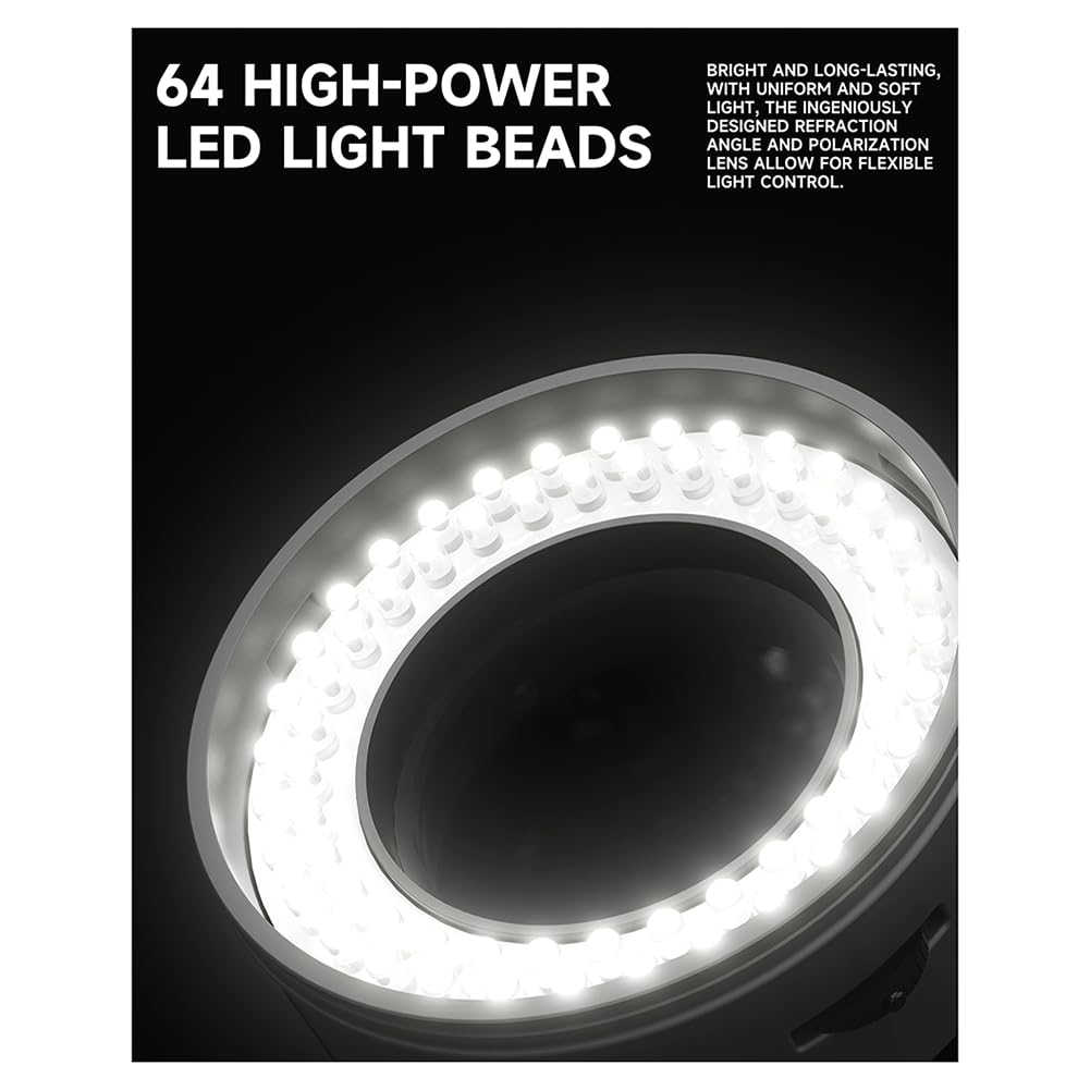 Light 64 LED Doppelpolarisierte Mikroskop -Lampe Anti -Blendung Ultra -No -Reflexionen für die Meisten Mikroskope