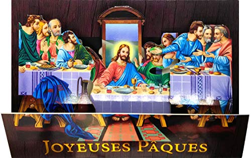Frohe Ostern Pop-Up Karte – 3D Jesus & Abendmahl Motiv Im Goldenen Glanzeffekt