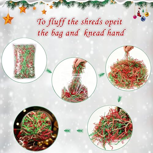 Geschenkverpackung Füllmaterial 100g Dekopapier für Geschenkboxen rot grün braun – Papierschnipsel für Dekoration und Schutz zu Weihnachten Geburtstag Hochzeit