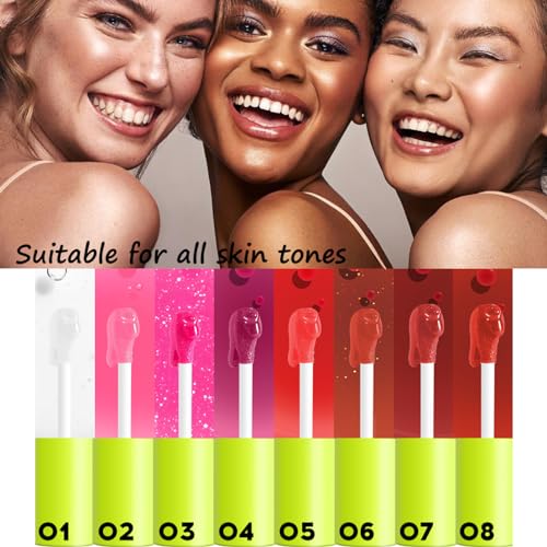4PCS Lip Gloss Set - Long Lasting Lip Oil Light Lipgloss Set - Glitter Liquid Lip Gloss - Moisturizing Tinted Lip Gloss Lip Plumper Lip Balm - Plumping Lip Gloss for Girls and Women (C Set) - Image 5