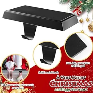 3-Pack Christmas Stocking Holder Bases - Mantel Stocking Hangers & Hooks for Fireplace Stand, Hanging Holder, Weighted Hangers for Xmas Holiday Decoration (Black, 3) 3 Pack Christmas Stocking Holder Bases Mantel Stocking Hangers Hooks for Fireplace Stand Hanging Holder Weighted Hangers for Xmas Holiday Decoration Black 3