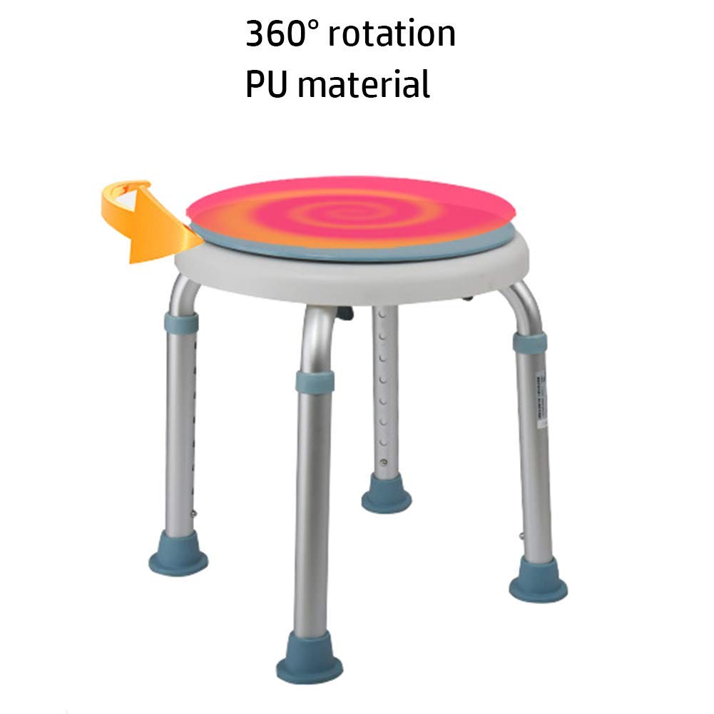 Silla de baño/Ducha giratoria de 360 Grados Taburete de Ducha Giratorio Ajustable en Altura, Banco de Asiento con Puntas de Goma Antideslizantes Silla de Seguridad para bañera para