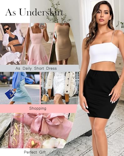 Image of Vlazom Women's Half Slip for Under Dress Short Petticoat Above Knee Under Slips for Women Under Dresses Size S-XXL
