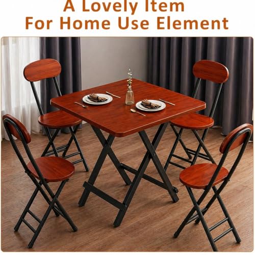 Image of Multi-Purpose Portable & Foldable Wooden Dining Table Desk for Living Room | Bed Room | Made with Engineered Plywood top and Powder Coated Finish for Home & Office (Coffee Brown)