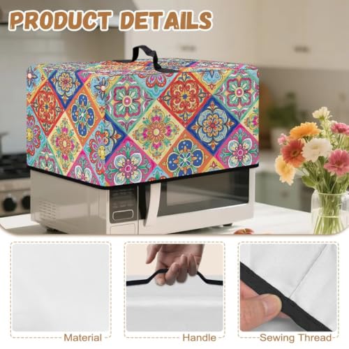 Image of Microwave Oven Cover Dust-Proof Small Kitchen Appliance Protector Air Fryer Toaster Oven Cover Kitchen Baking Accessories, L, 20.9 x 15.7 x 12.4 Inches, Colorful Ethnic Floral