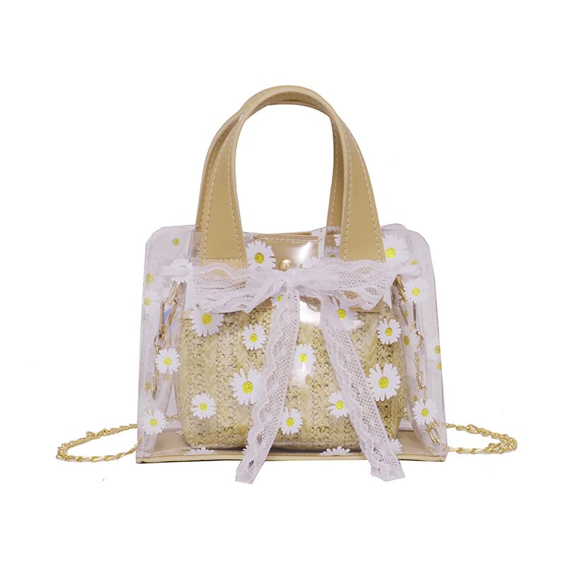 Borsa da spiaggia in paglia Borse impermeabili a prova di sabbia per le donne Borsa tote tessuta estiva Borsa in rattan trasparente Hobo Bohemian