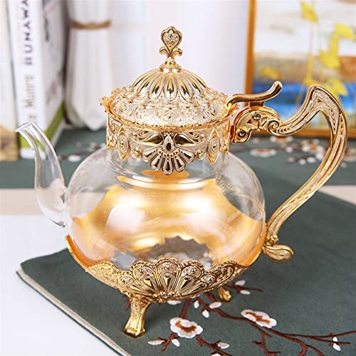 Théière en verre doré 1000ml bouilloire décoration table